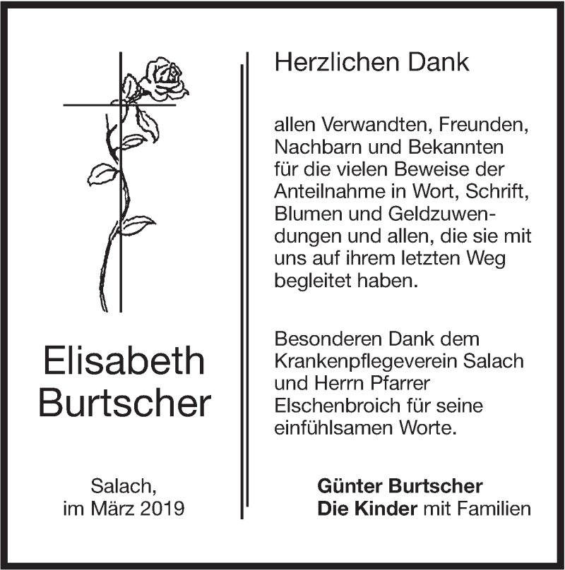  Traueranzeige für Elisabeth Burtscher vom 02.03.2019 aus NWZ Neue Württembergische Zeitung