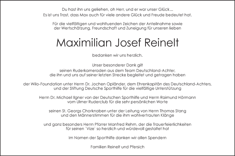  Traueranzeige für Maximilian Josef Reinelt vom 02.03.2019 aus SÜDWEST PRESSE Ausgabe Ulm/Neu-Ulm