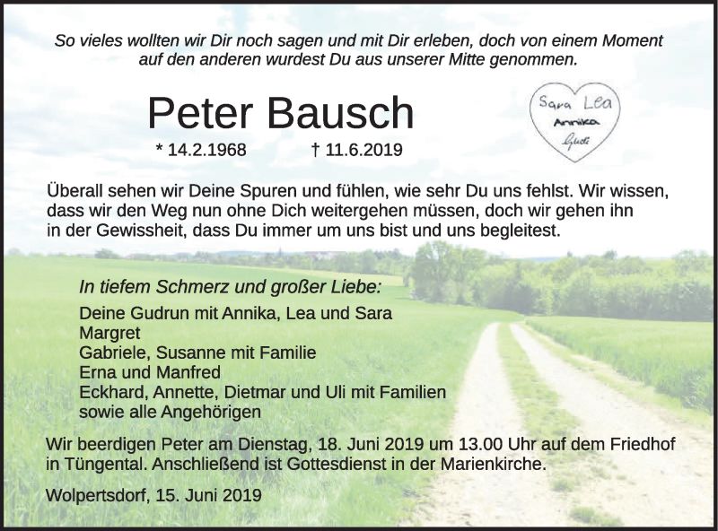  Traueranzeige für Peter Bausch vom 15.06.2019 aus Haller Tagblatt