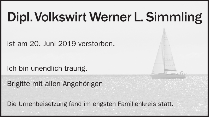  Traueranzeige für Werner Simmling vom 13.07.2019 aus NWZ Neue Württembergische Zeitung/Geislinger Zeitung