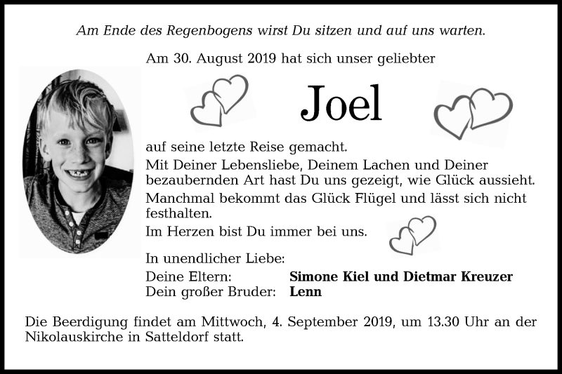  Traueranzeige für Joel  vom 03.09.2019 aus Hohenloher Tagblatt
