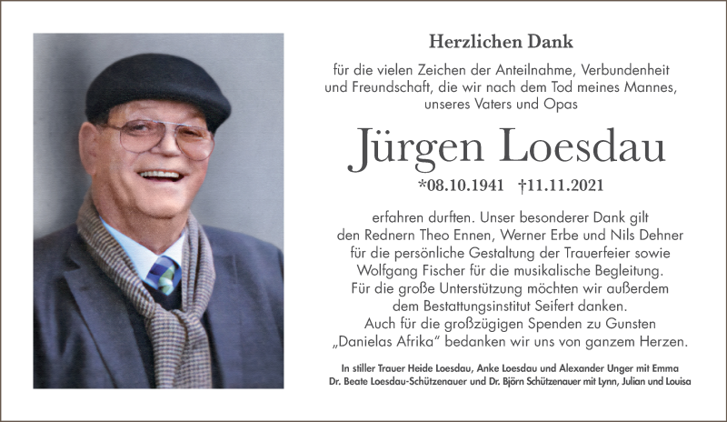  Traueranzeige für Jürgen Loesdau vom 11.12.2021 aus Metzinger-Uracher Volksblatt
