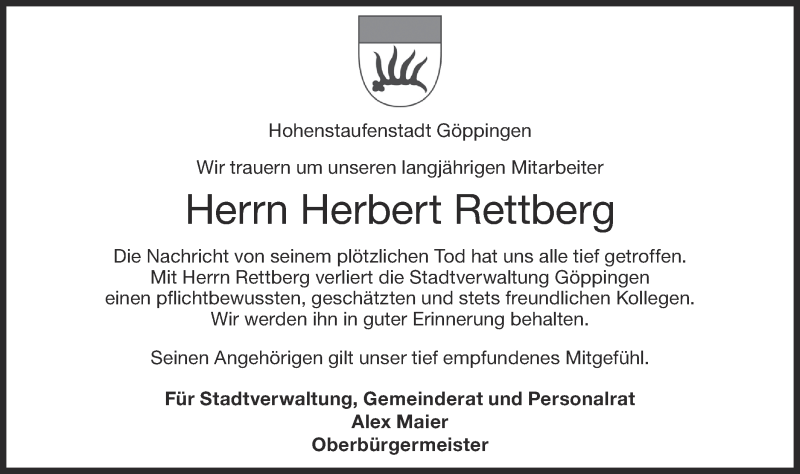  Traueranzeige für Herbert Rettberg vom 08.01.2022 aus NWZ Neue Württembergische Zeitung