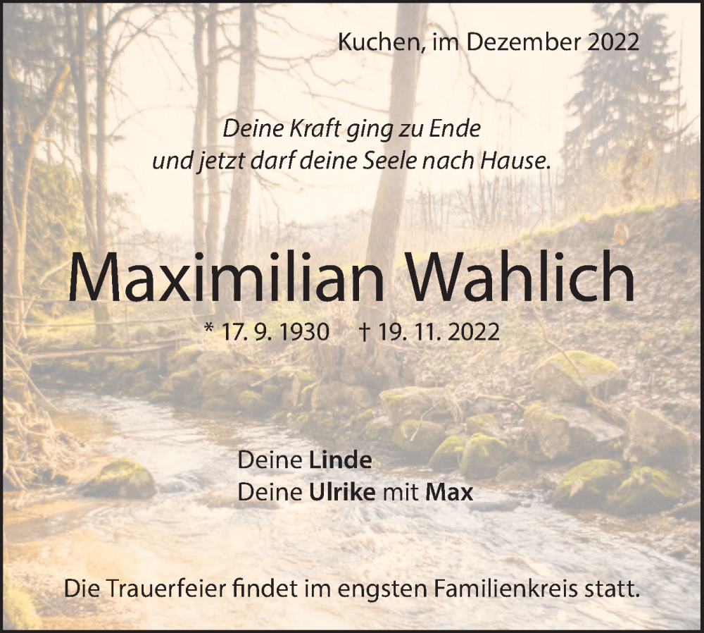 Anzeige von  Maximilian Wahlich