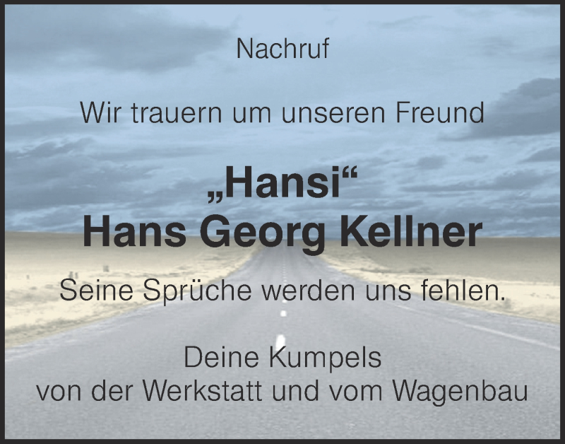 Traueranzeige für Hans Georg Kellner vom 24.03.2022 aus Metzinger-Uracher Volksblatt