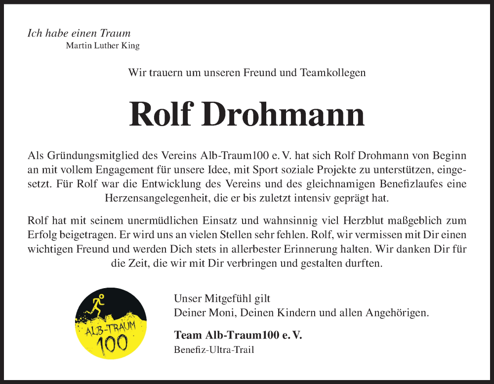  Traueranzeige für Rolf Drohmann vom 02.07.2022 aus NWZ Neue Württembergische Zeitung/Geislinger Zeitung